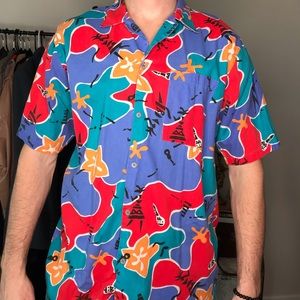Vintage Colorful Graffiti Hawaiian Shirt!